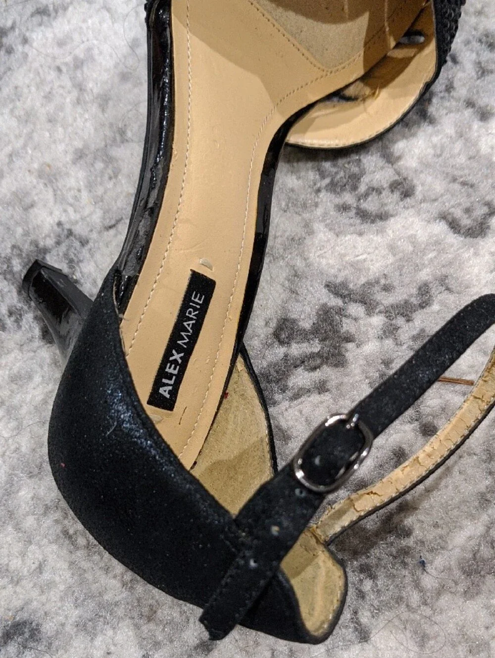 Alex Marie Black Rhinestone Cutout Ankle-Strap Pumps